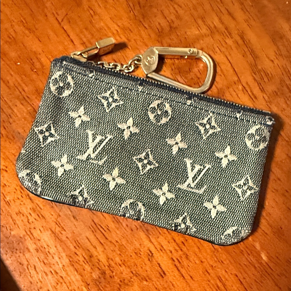 Authentic Louis Vuitton Black DenimMonogram Key Pouch